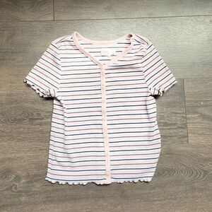 Girls L Wonder Nation, Henley Button Up Top